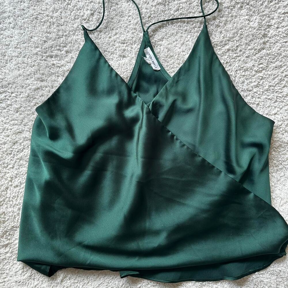 Green satin wrap top slight